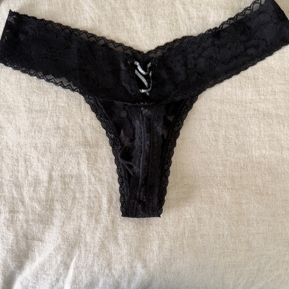 Victoria's Secret Black Lace panties with Silver Accents